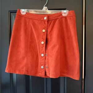 No Boundaries Rust Button-Front Mini Skirt
